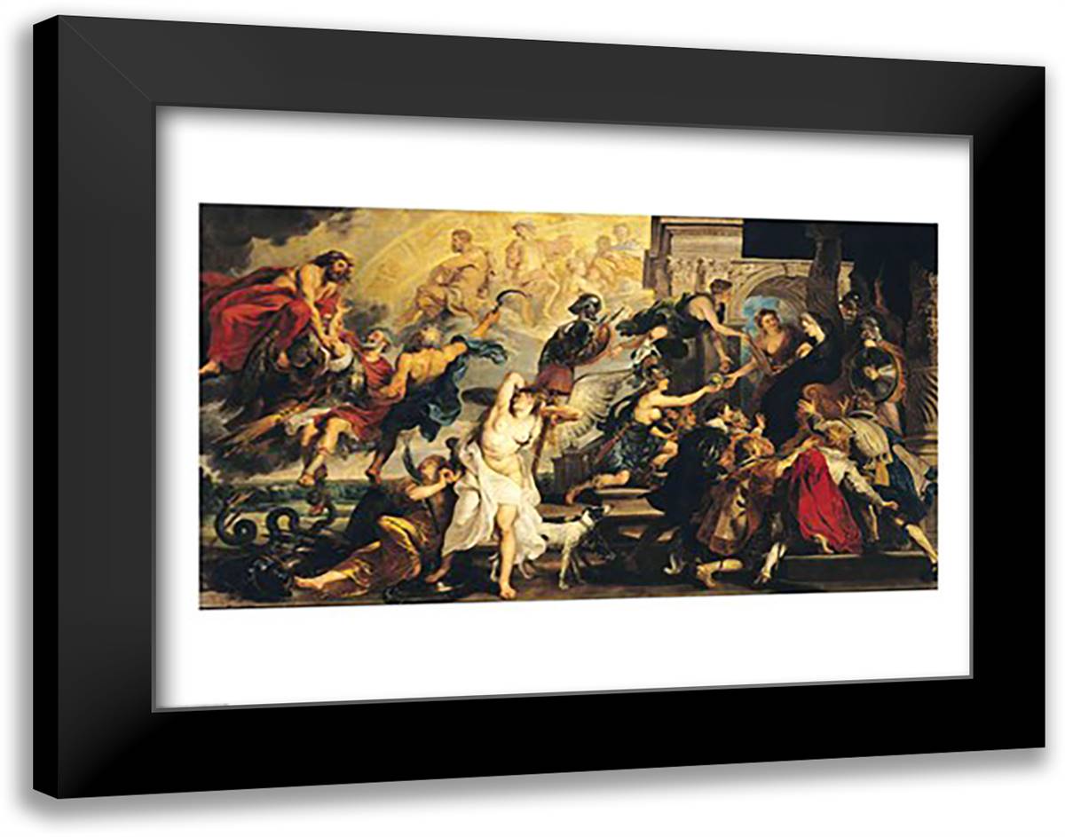 The Apotheosis of Henri IV and the Proclamation of the Regency of Marie de Medici 28x22 Black Modern Wood Framed Art Print Poster by Rubens, Peter Paul