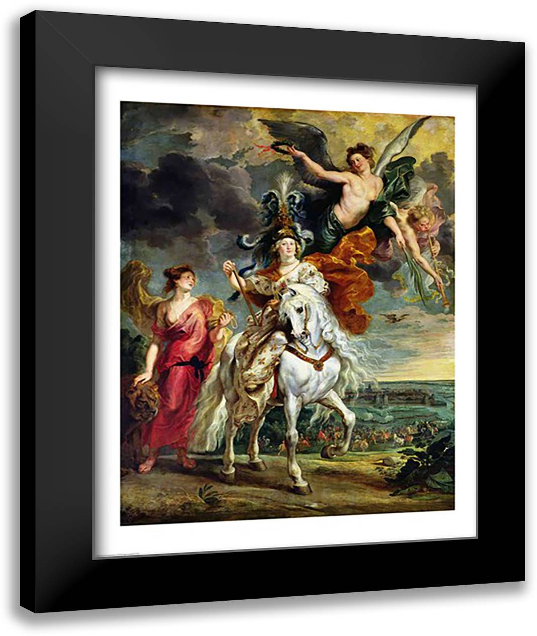 The Medici Cycle: The Triumph of Juliers 22x28 Black Modern Wood Framed Art Print Poster by Rubens, Peter Paul