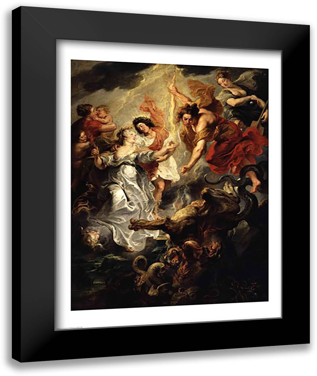 The Reconciliation of Marie de Medici and her son 22x28 Black Modern Wood Framed Art Print Poster by Rubens, Peter Paul