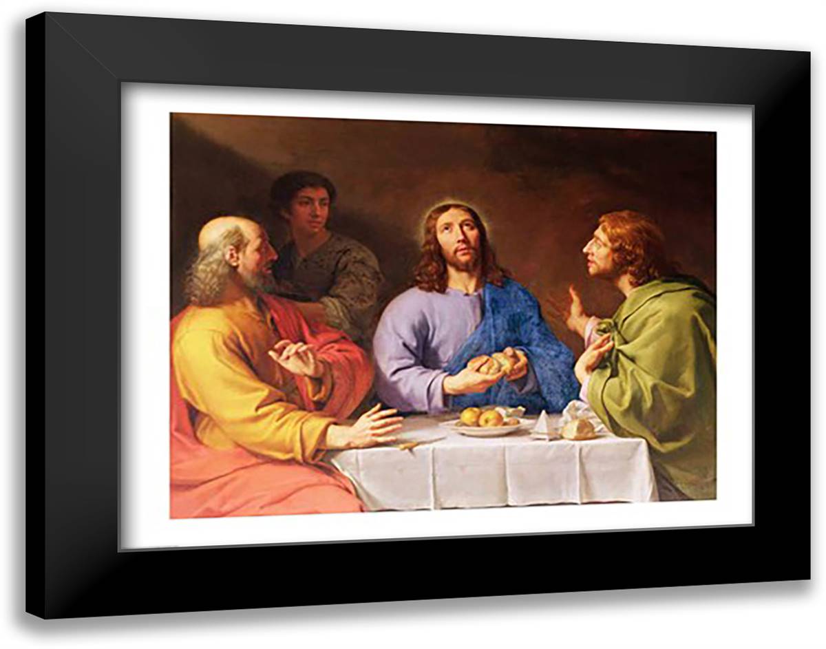 The Supper at Emmaus 28x22 Black Modern Wood Framed Art Print Poster by Champaigne, Philippe De