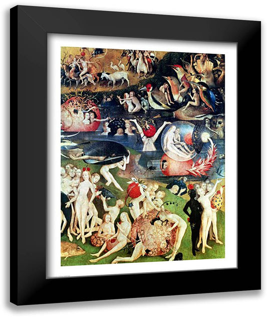 The Garden of Earthly Delights: Allegory of Luxury, detail of the central panel, c.1500 22x28 Black Modern Wood Framed Art Print Poster by Bosch, Hieronymus
