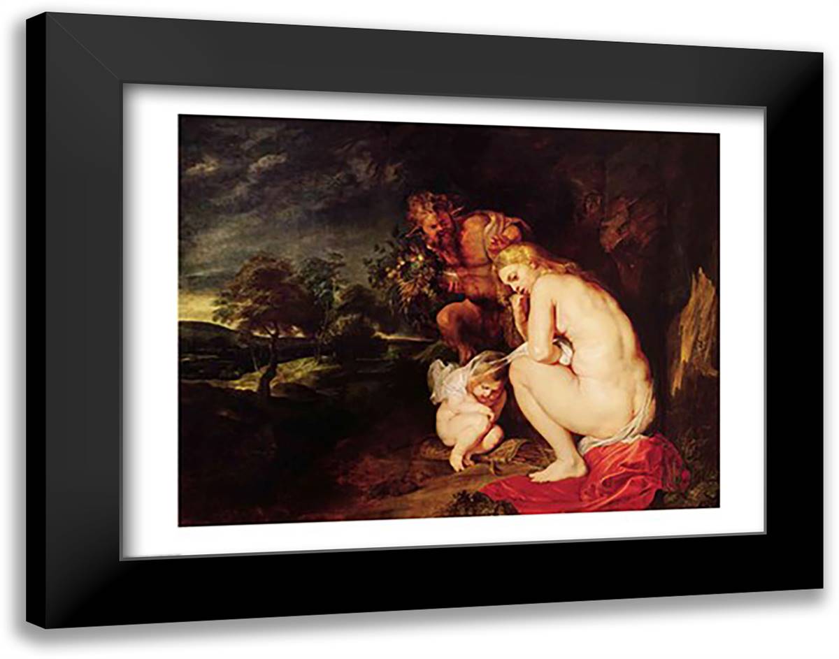 Venus Frigida 28x22 Black Modern Wood Framed Art Print Poster by Rubens, Peter Paul