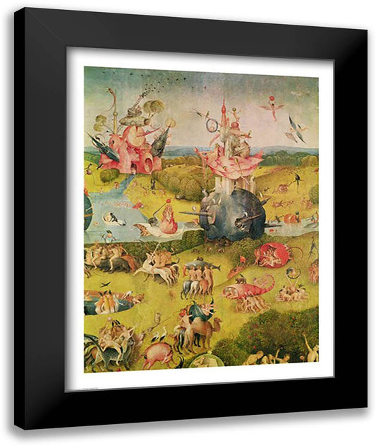 The Garden of Earthly Delights: Allegory of Luxury, central panel of triptych, c.1500 Detail 22x28 Black Modern Wood Framed Art Print Poster by Bosch, Hieronymus