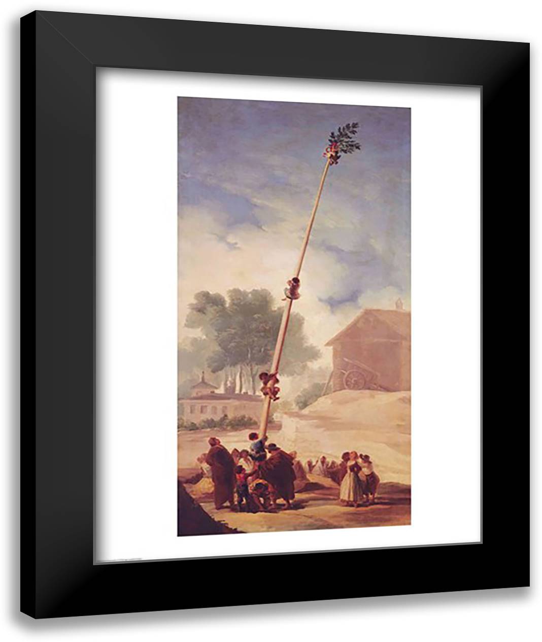 The Greasy Pole, 1787 22x28 Black Modern Wood Framed Art Print Poster by Goya, Francisco De
