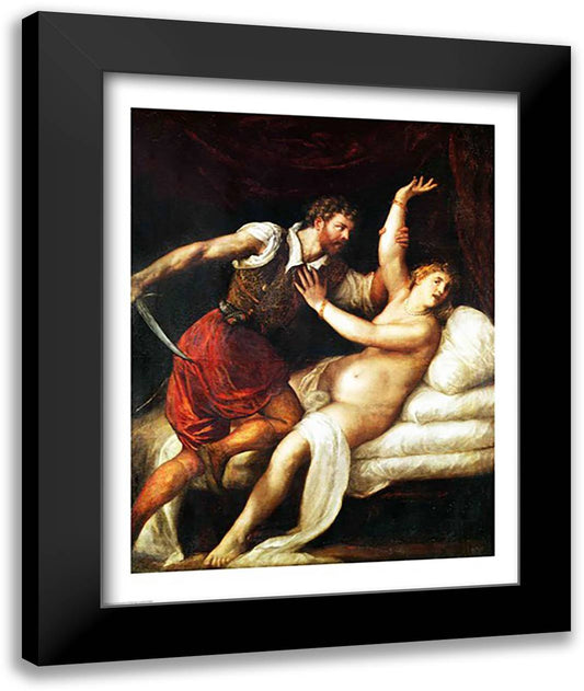 The Rape of Lucretia 22x28 Black Modern Wood Framed Art Print Poster by Titian