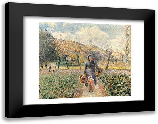 In the Garden 28x22 Black Modern Wood Framed Art Print Poster by Pissarro, Camille