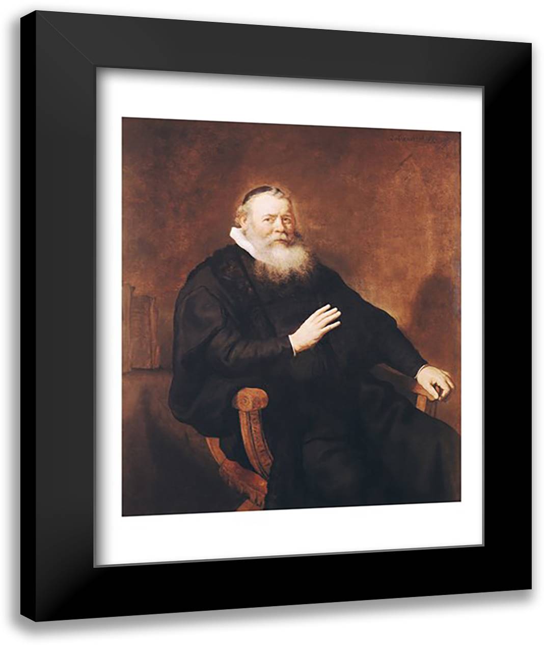 Portrait of Pastor Eleazer Swalmius 22x28 Black Modern Wood Framed Art Print Poster by Rembrandt