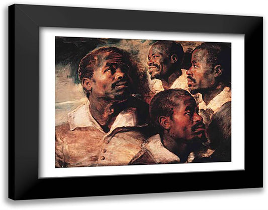 Studies of the Head of a Negro 28x22 Black Modern Wood Framed Art Print Poster by Rubens, Peter Paul