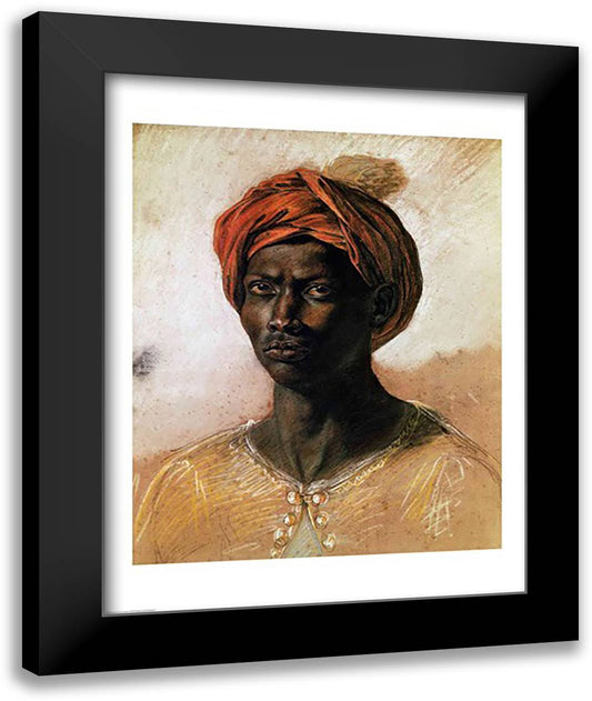 Portrait of a Turk in a Turban, c.1826 22x28 Black Modern Wood Framed Art Print Poster by Delacroix, Eugene