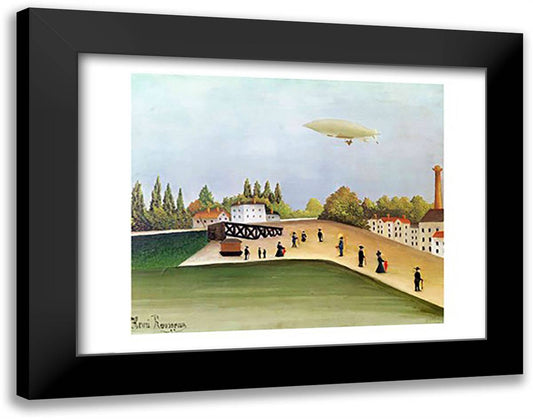 Quay at Ivry 28x22 Black Modern Wood Framed Art Print Poster by Rousseau, Henri
