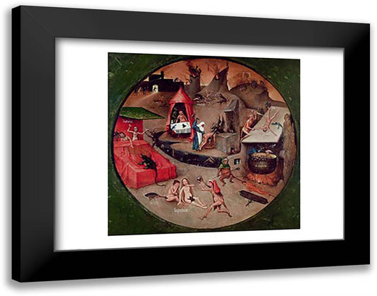 Tabletop of the Seven Deadly Sins and the Four Last Things, detail of Hell, c.1480 28x22 Black Modern Wood Framed Art Print Poster by Bosch, Hieronymus