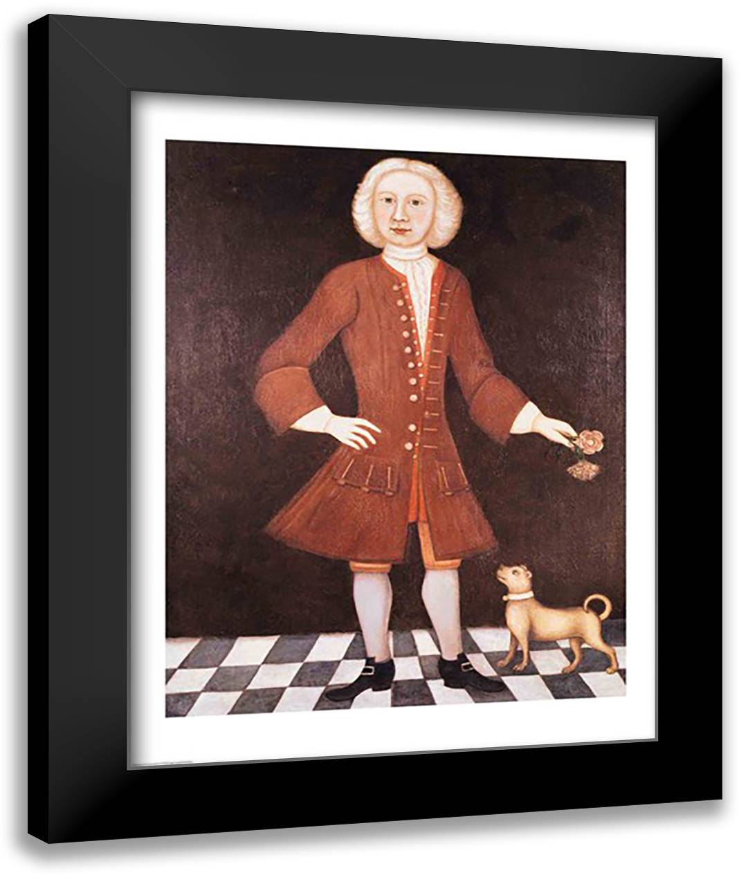 Portrait of Jonathan Bentham, c.1725 22x28 Black Modern Wood Framed Art Print Poster