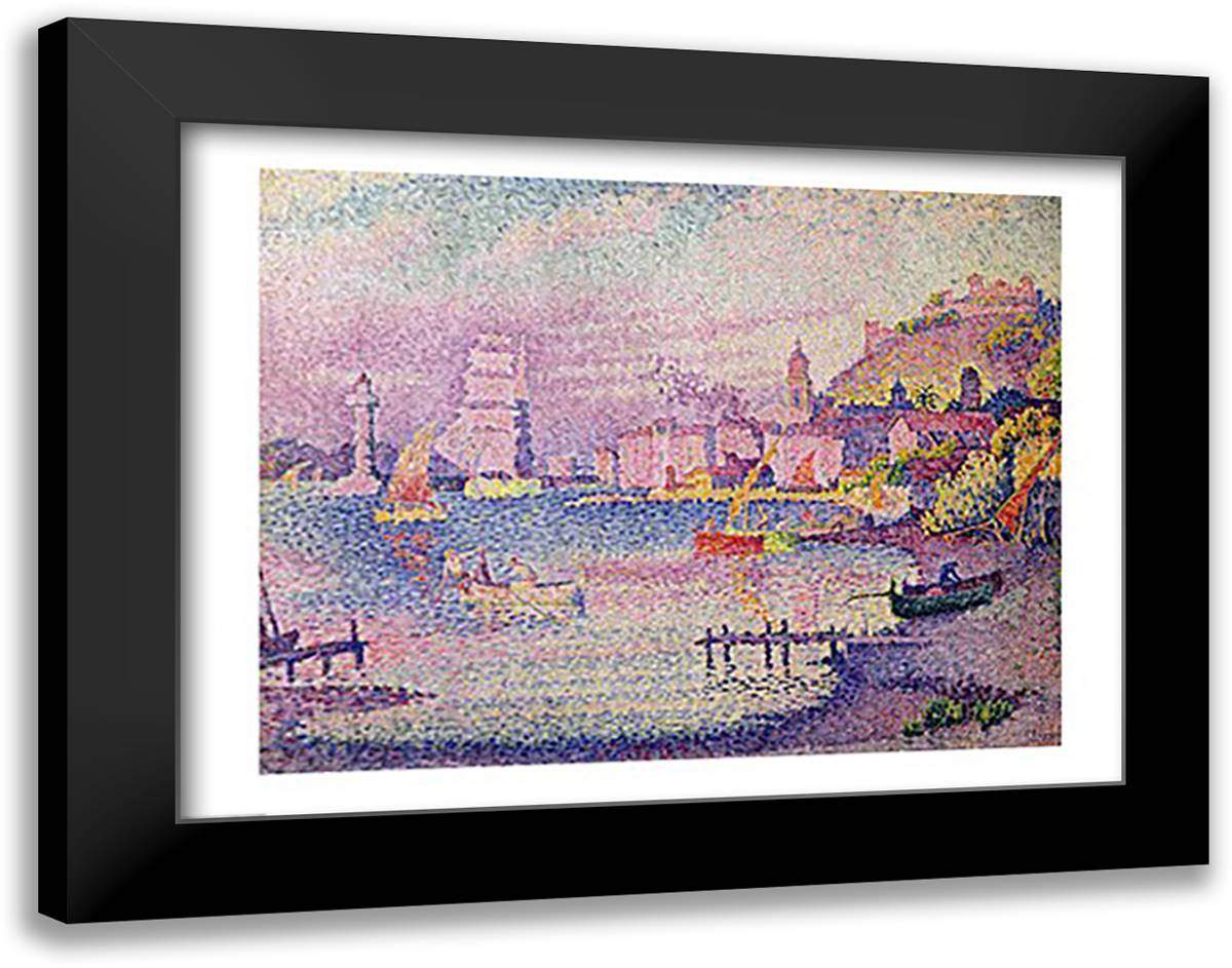 Leaving the Port of Saint-Tropez, 1902 28x22 Black Modern Wood Framed Art Print Poster by Signac, Paul