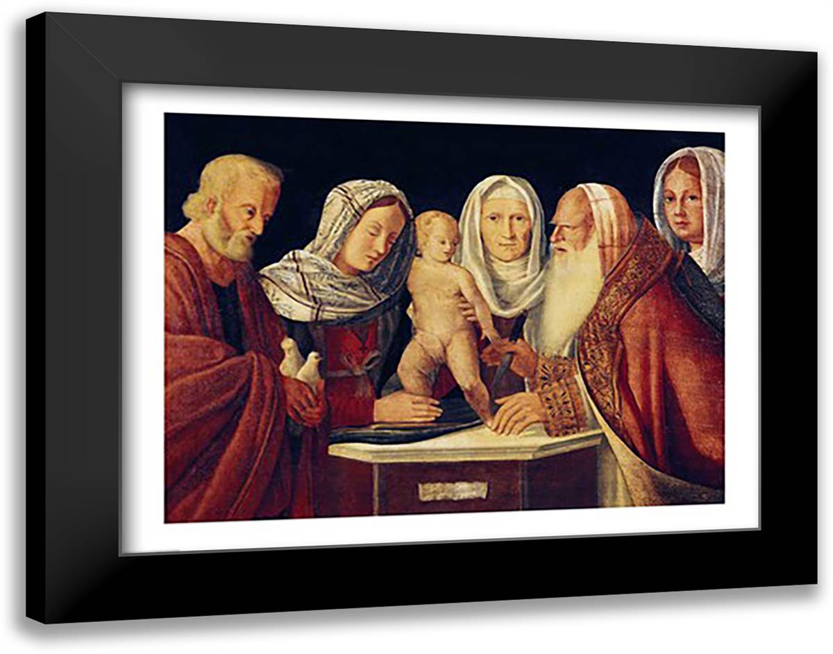 The Circumcision 28x22 Black Modern Wood Framed Art Print Poster by Bellini, Giovanni