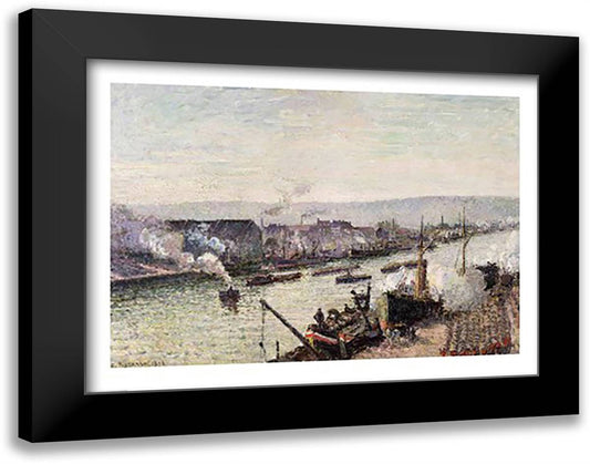 Saint-Sever Port, Rouen, 1896 28x22 Black Modern Wood Framed Art Print Poster by Pissarro, Camille