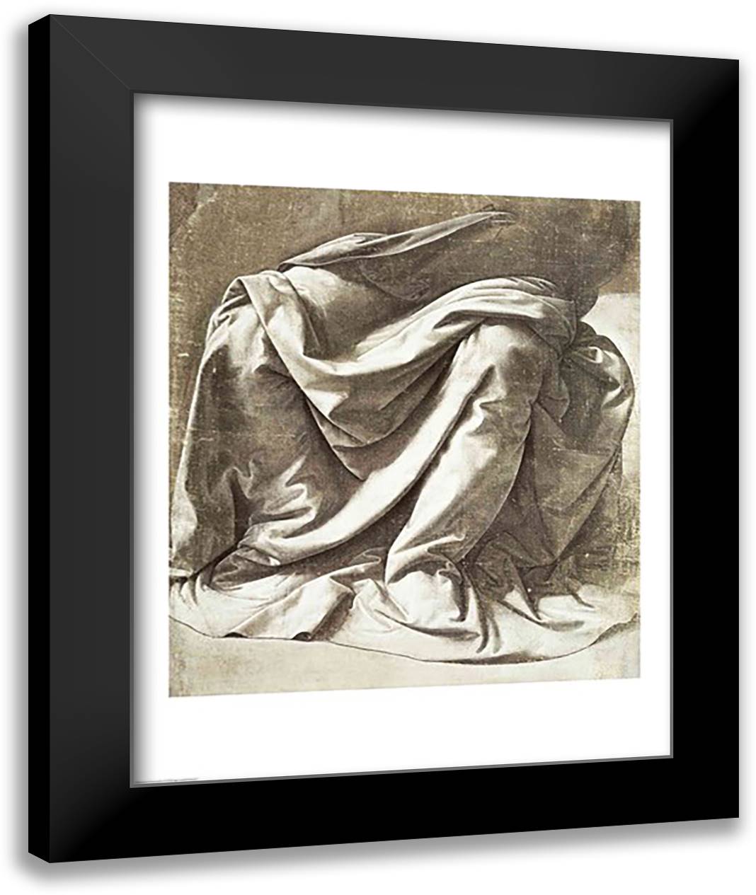 Drapery study for a Seated Figure 22x28 Black Modern Wood Framed Art Print Poster by da Vinci, Leonardo
