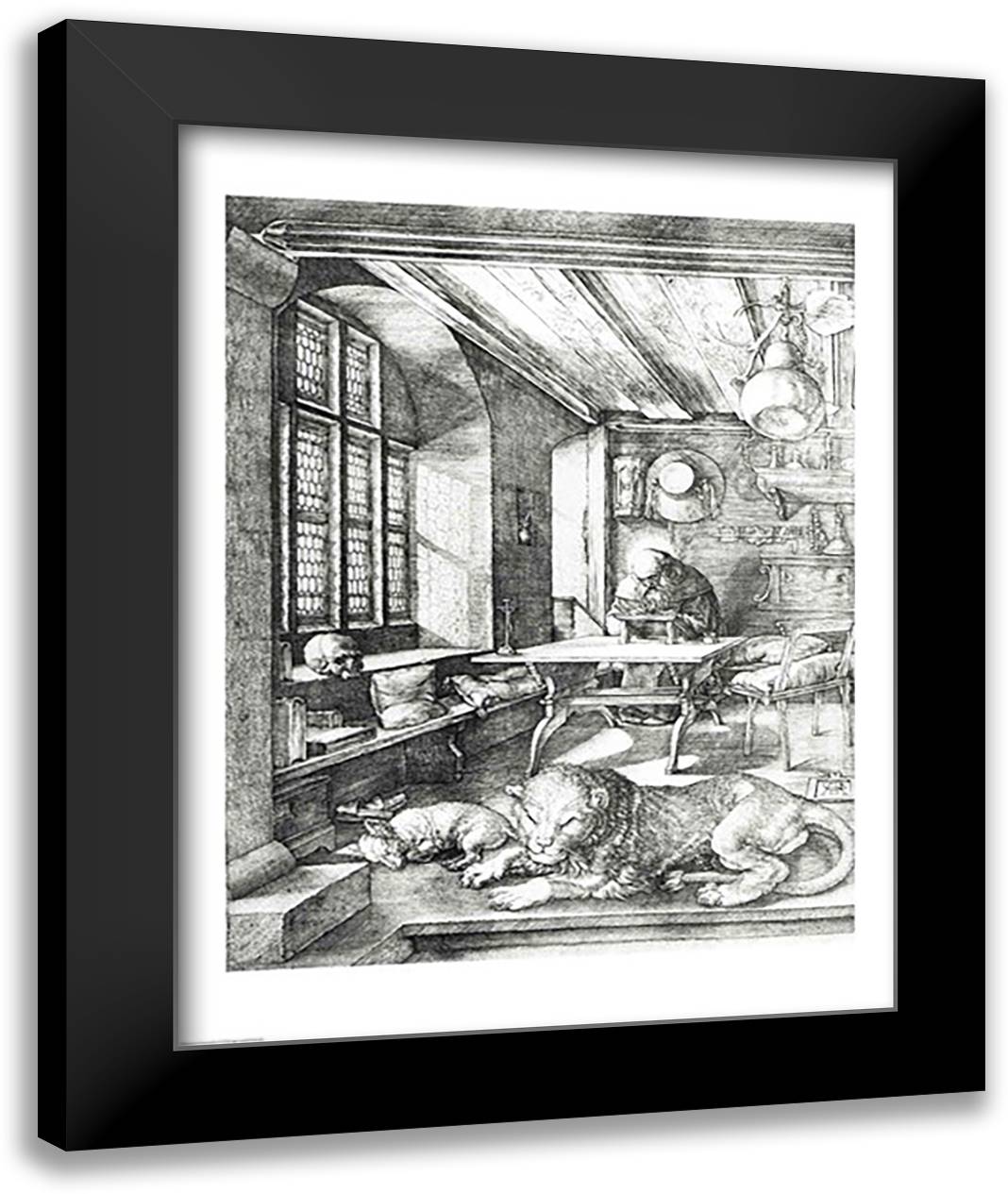 St. Jerome in his Study, 1514 22x28 Black Modern Wood Framed Art Print Poster by Durer, Albrecht