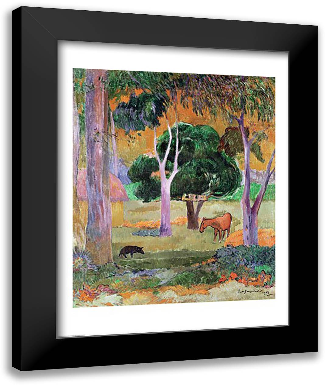 Dominican Landscape 22x28 Black Modern Wood Framed Art Print Poster by Gauguin, Paul