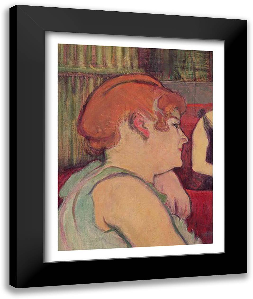 In the Salon at the Rue des Moulins 22x28 Black Modern Wood Framed Art Print Poster by Toulouse-Lautrec, Henri de