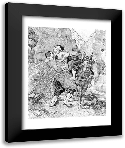 The Good Samaritan, after Delacroix, 1890 22x28 Black Modern Wood Framed Art Print Poster by Van Gogh, Vincent