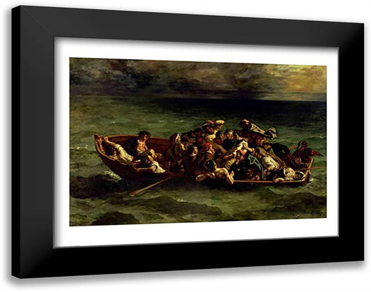 The Shipwreck of Don Juan, 1840 28x22 Black Modern Wood Framed Art Print Poster by Delacroix, Eugene