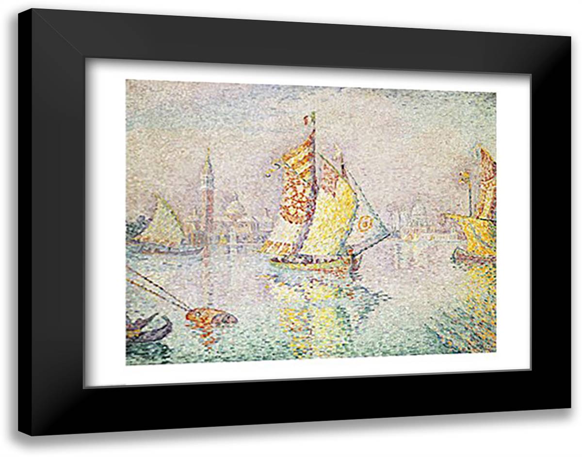 The Yellow Sail, Venice, 1904 28x22 Black Modern Wood Framed Art Print Poster by Signac, Paul