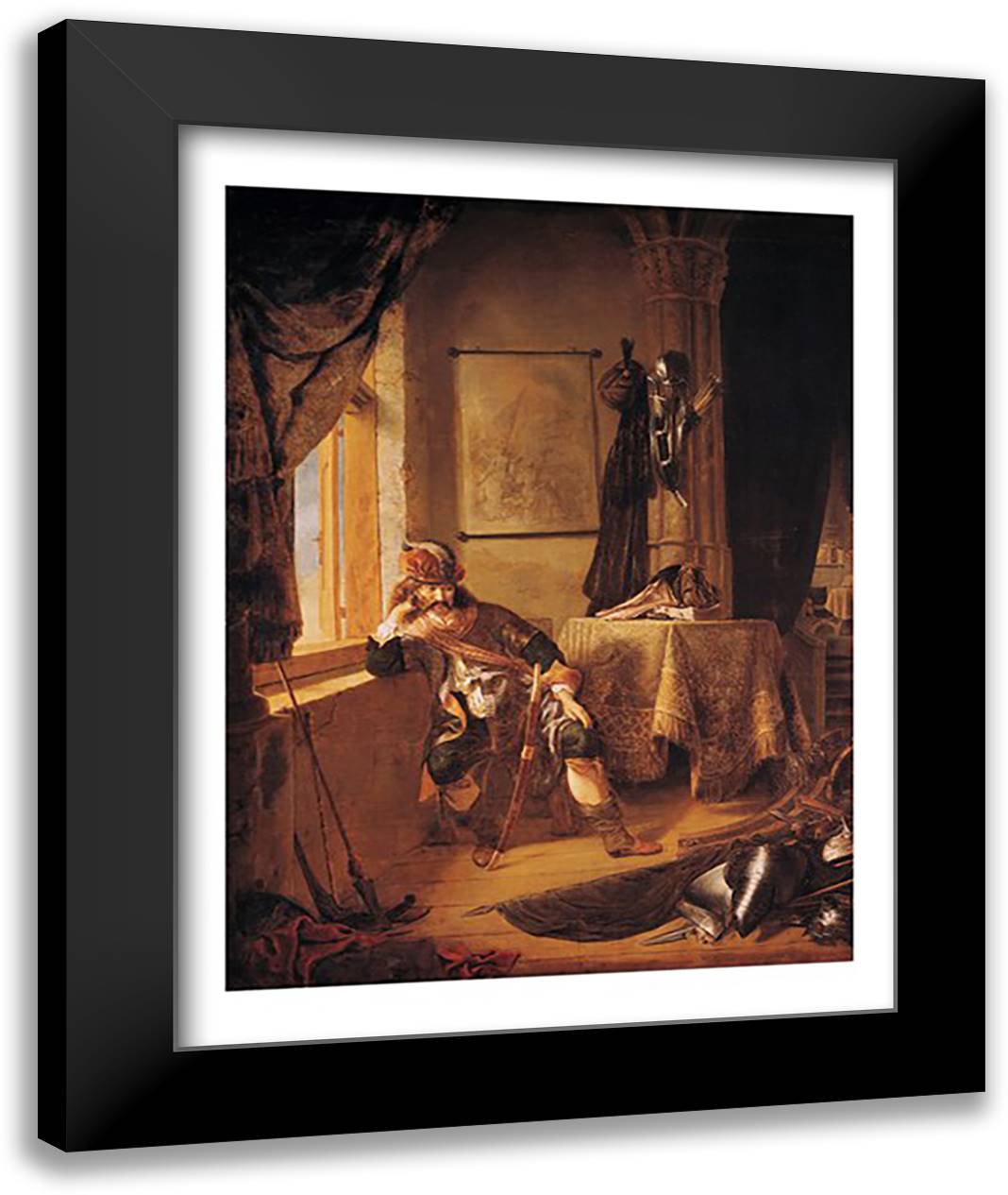 A Warrior in Thought 22x28 Black Modern Wood Framed Art Print Poster by Rembrandt