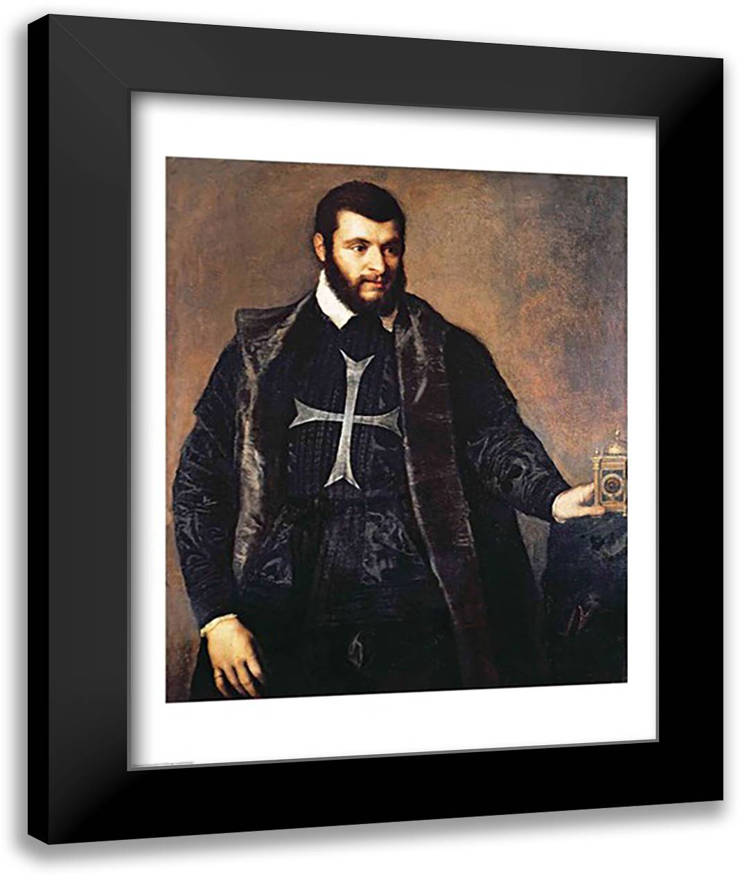 Portrait of a Knight of the Order of Malta 22x28 Black Modern Wood Framed Art Print Poster by Titian