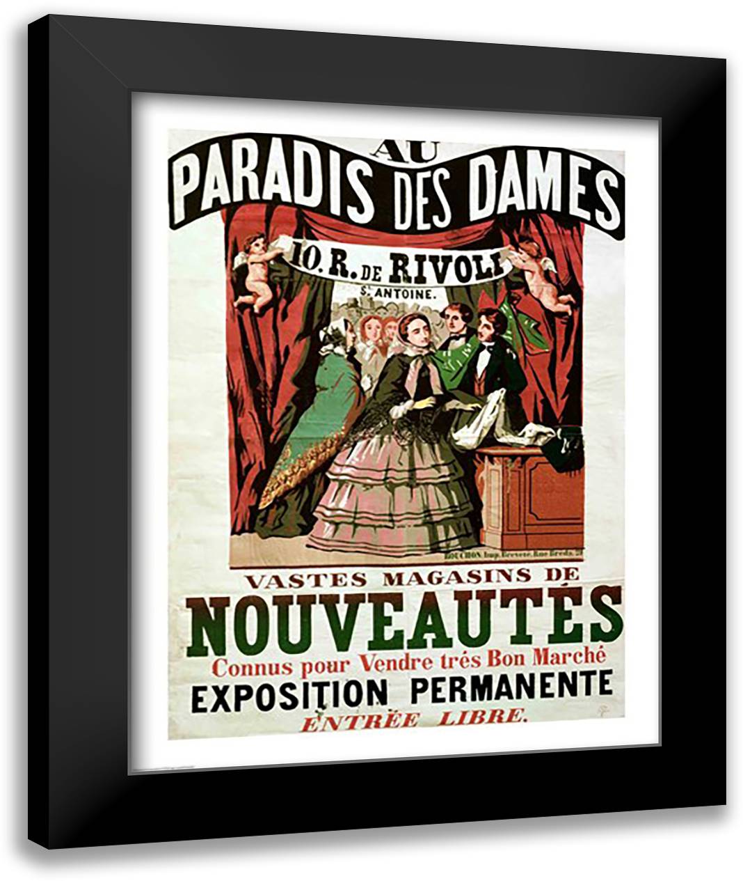 Poster advertising 'Au Paradis des Dames' 22x28 Black Modern Wood Framed Art Print Poster