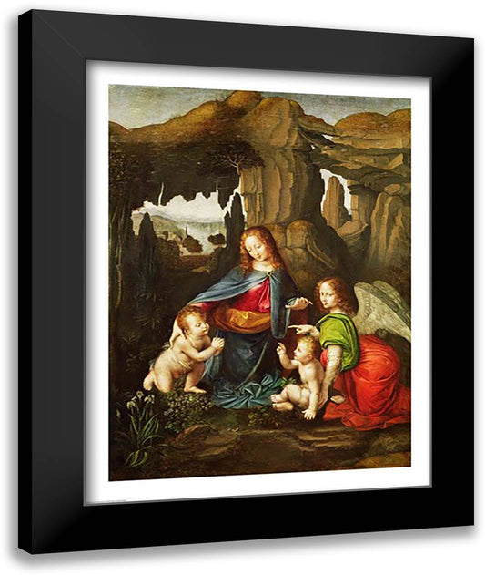 Madonna of the Rocks 22x28 Black Modern Wood Framed Art Print Poster by da Vinci, Leonardo