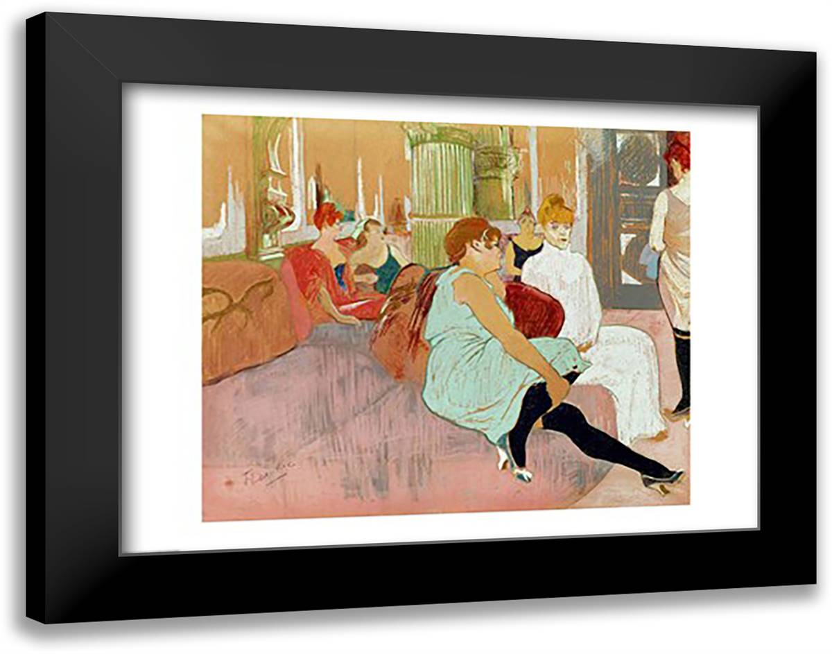 In the Salon at the Rue des Moulins, 1894 28x22 Black Modern Wood Framed Art Print Poster by Toulouse-Lautrec, Henri de