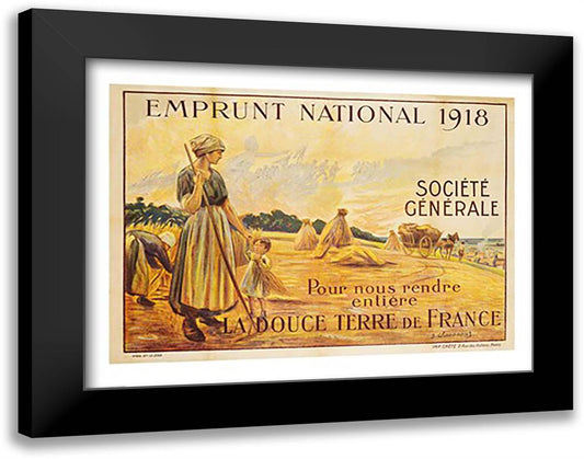 Poster for the Loan for National Defence from the Societe Generale, 1918 28x22 Black Modern Wood Framed Art Print Poster