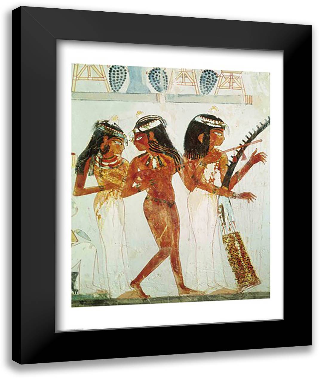 Musicians and a Dancer, from the Tomb of Nakht 22x28 Black Modern Wood Framed Art Print Poster