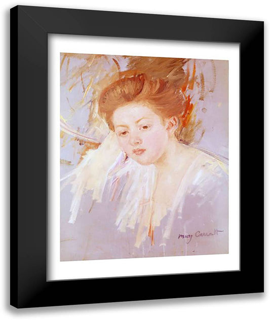Head of a Young Girl 22x28 Black Modern Wood Framed Art Print Poster by Cassatt, Mary