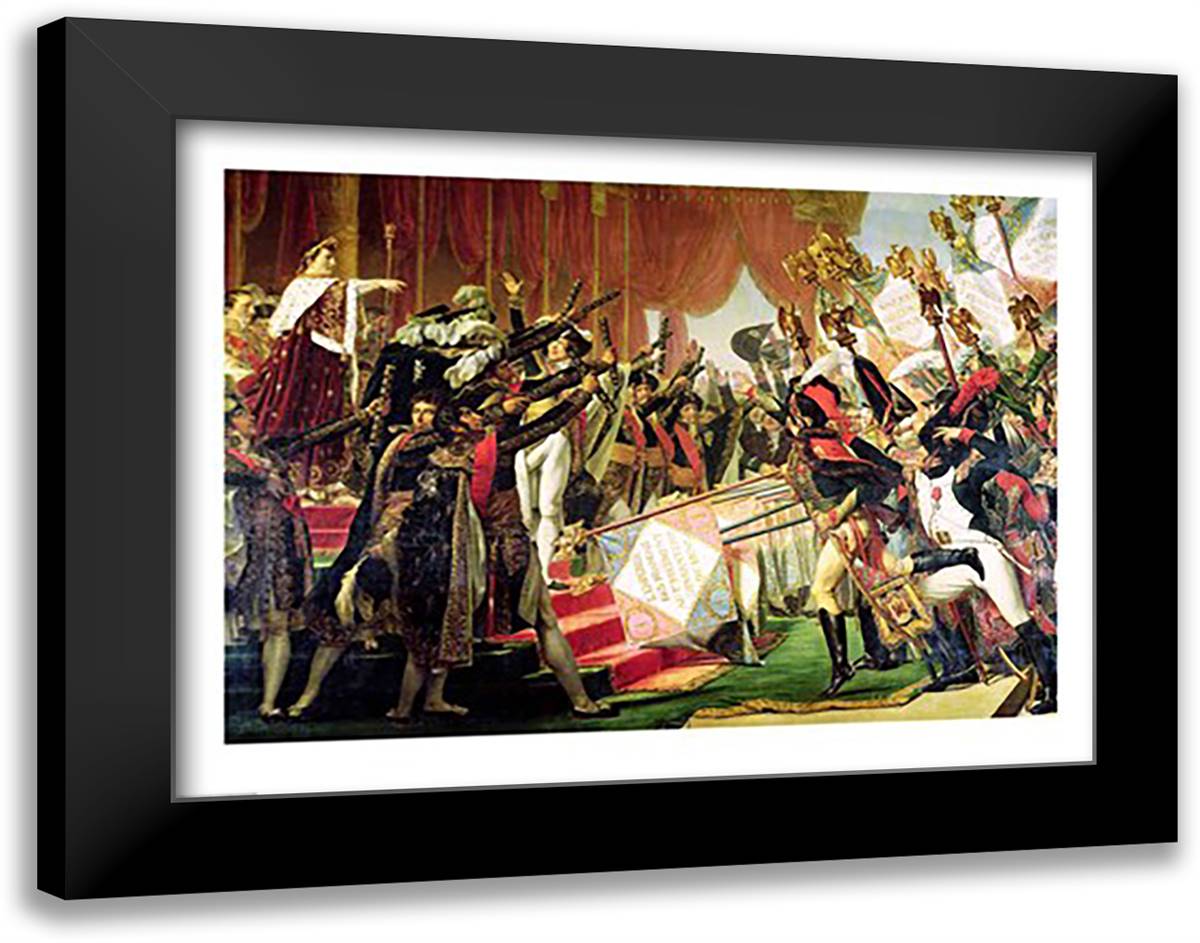 The Distribution of the Eagle Standards, 5th December 1804, detail of the standard bearers 28x22 Black Modern Wood Framed Art Print Poster by David, Jacques-Louis