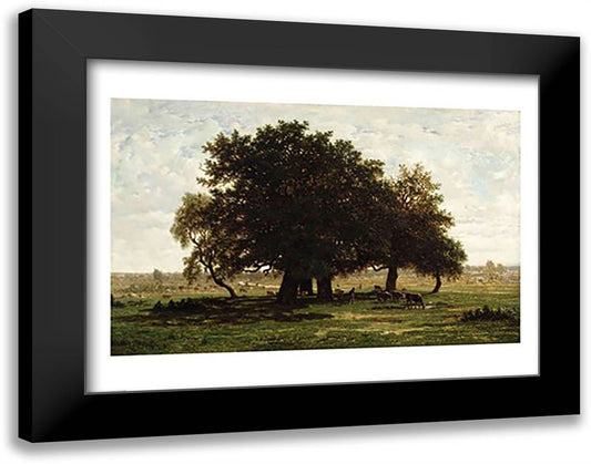 Holm Oaks, Apremont 28x22 Black Modern Wood Framed Art Print Poster by Rousseau, Henri