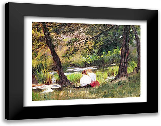 Two Seated Women 28x22 Black Modern Wood Framed Art Print Poster by Cassatt, Mary