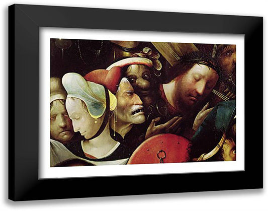 The Carrying of the Cross. detail of Christ and St. Veronica 28x22 Black Modern Wood Framed Art Print Poster by Bosch, Hieronymus