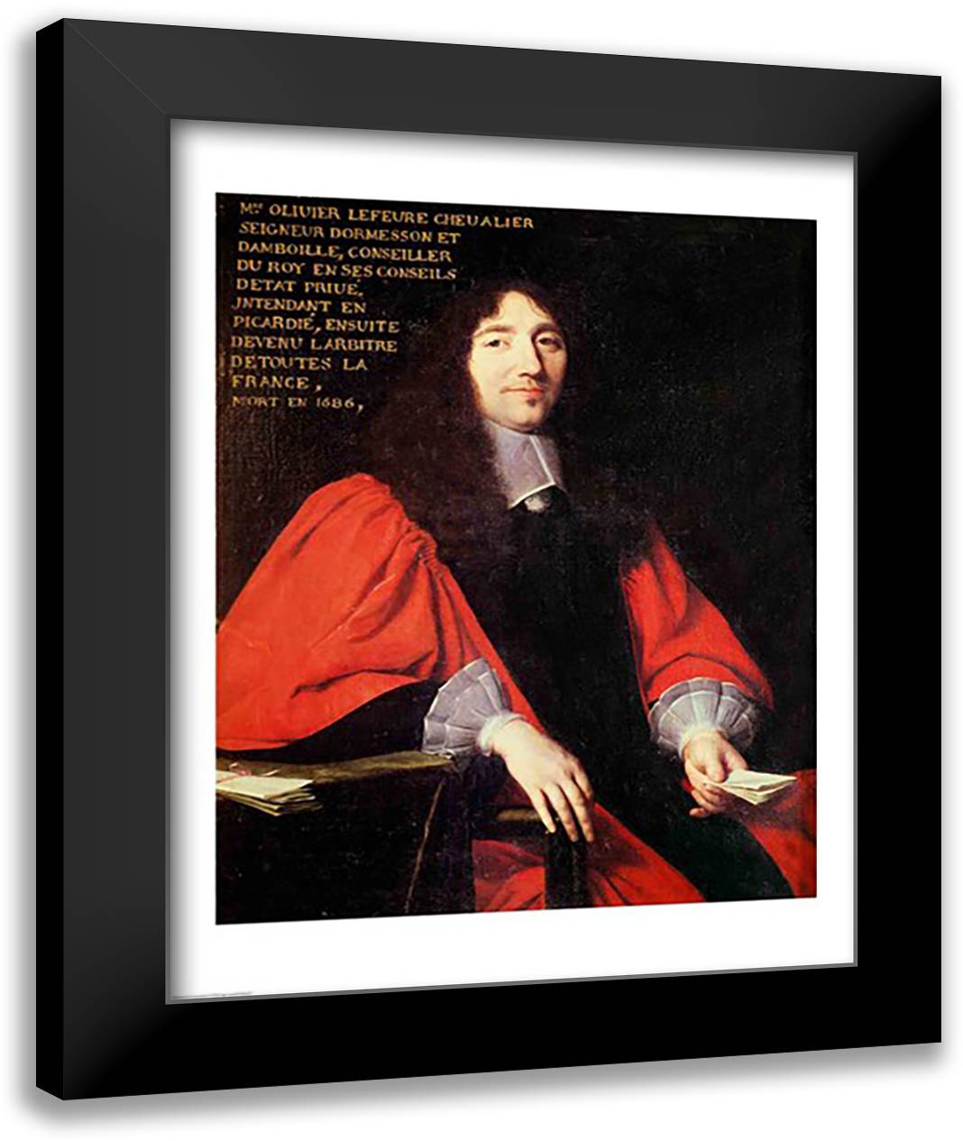 Portrait of Olivier Lefevre 22x28 Black Modern Wood Framed Art Print Poster by Champaigne, Philippe De