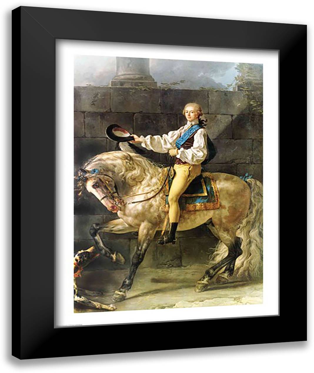 Equestrian Portrait of Stanislas Kostka Potocki 22x28 Black Modern Wood Framed Art Print Poster by David, Jacques-Louis