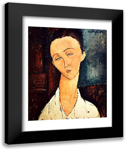 Portrait of Lunia Czechowska, 1918 22x28 Black Modern Wood Framed Art Print Poster by Modigliani, Amedeo