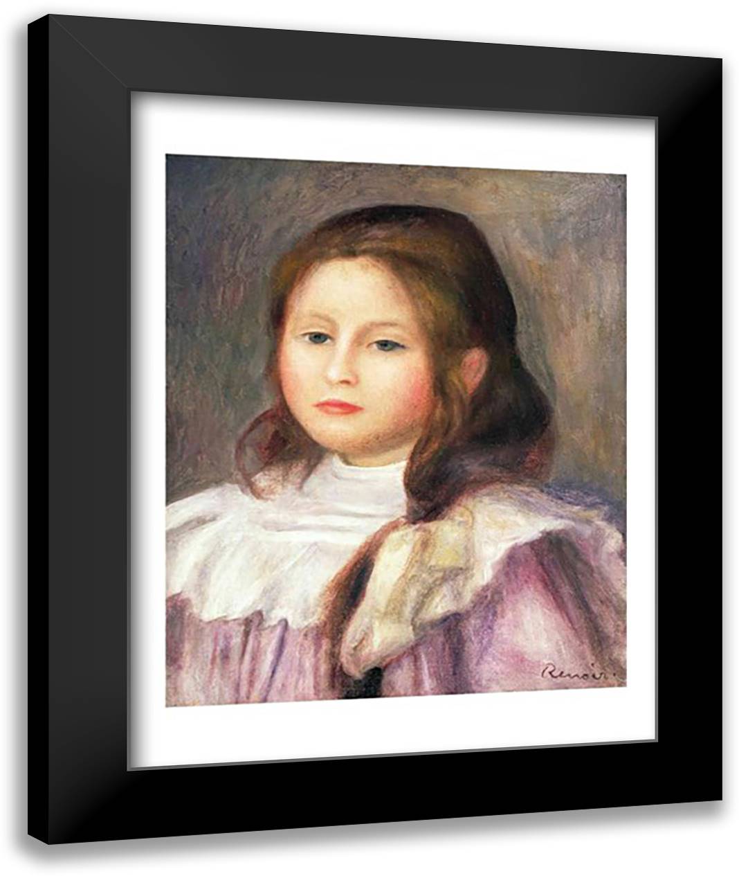 Portrait of a Child 22x28 Black Modern Wood Framed Art Print Poster by Renoir, Pierre-Auguste