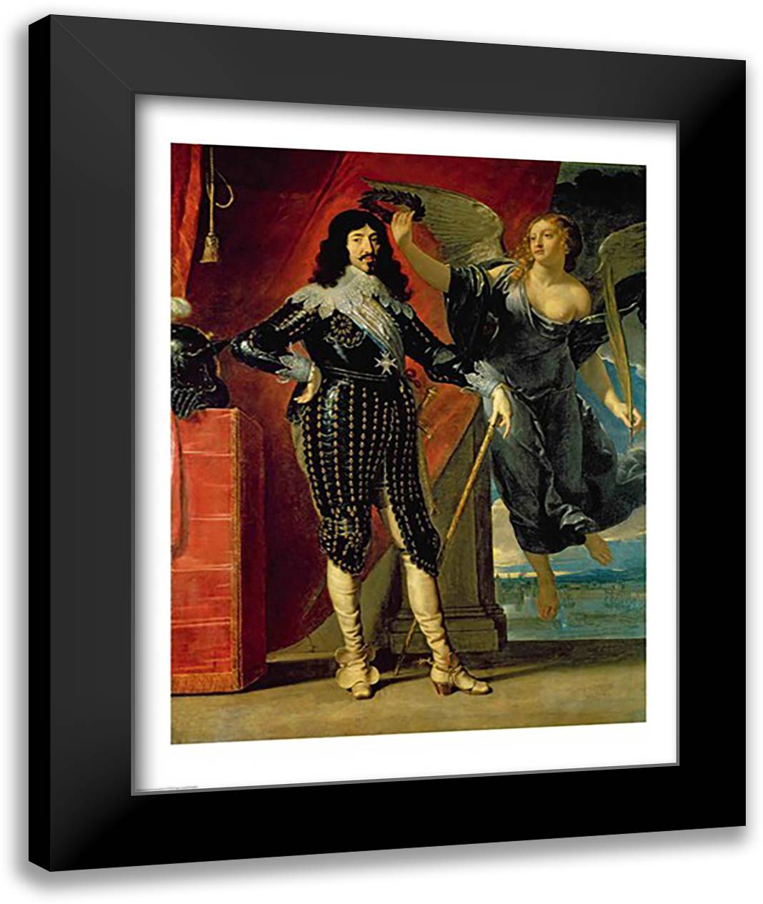 Louis XIII Crowned by Victory 22x28 Black Modern Wood Framed Art Print Poster by Champaigne, Philippe De