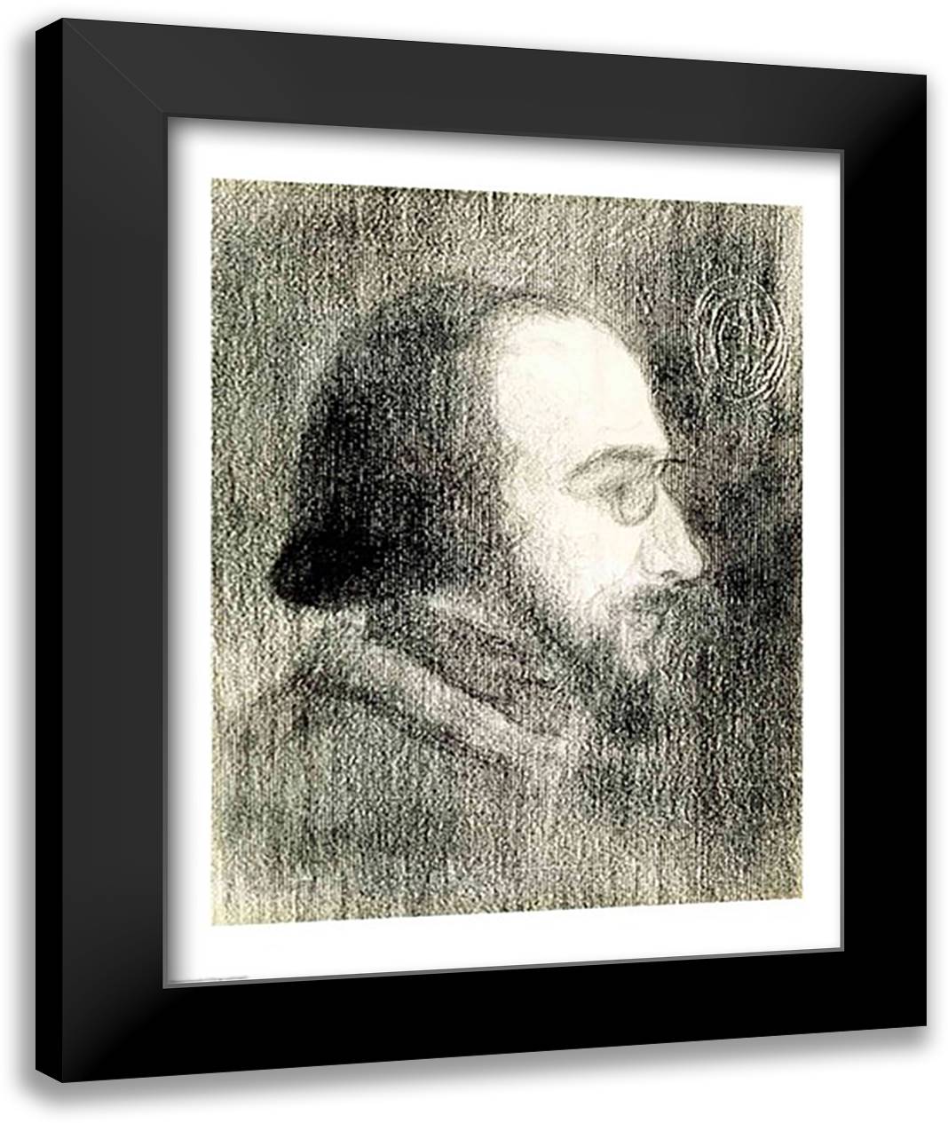 Erik Satie 22x28 Black Modern Wood Framed Art Print Poster by Signac, Paul