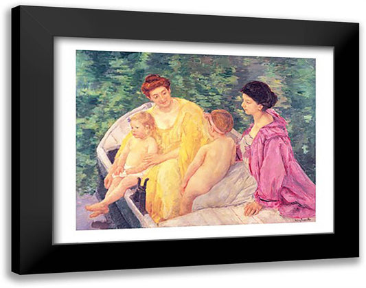 The Swim, or Two Mothers and Their Children on a Boat, 1910 28x22 Black Modern Wood Framed Art Print Poster by Cassatt, Mary