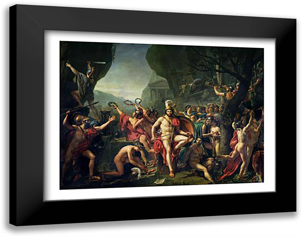 Leonidas at Thermopylae, 480 BC, 1814 28x22 Black Modern Wood Framed Art Print Poster by David, Jacques-Louis