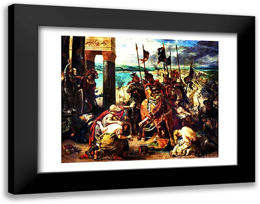 The Crusaders' entry into Constantinople 28x22 Black Modern Wood Framed Art Print Poster by Delacroix, Eugene