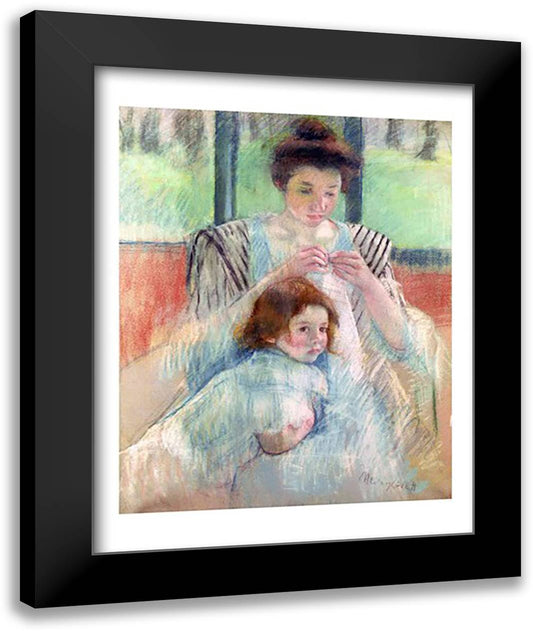 Mother and child 22x28 Black Modern Wood Framed Art Print Poster by Cassatt, Mary