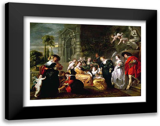 The Garden of Love 28x22 Black Modern Wood Framed Art Print Poster by Rubens, Peter Paul