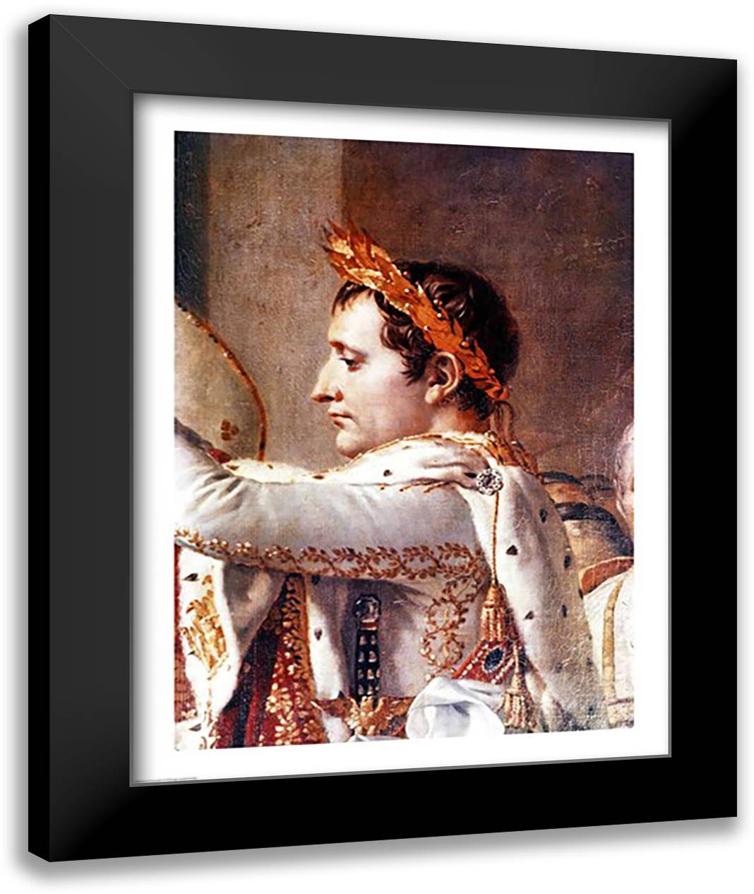 The Consecration of the Emperor Napoleon and the Coronation of the Empress Josephine, detail of Napoleon 22x28 Black Modern Wood Framed Art Print Poster by David, Jacques-Louis